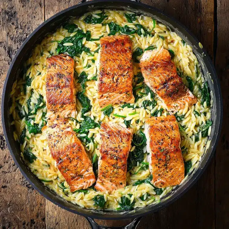 One Skillet Salmon with Lemon Orzo Recipe
