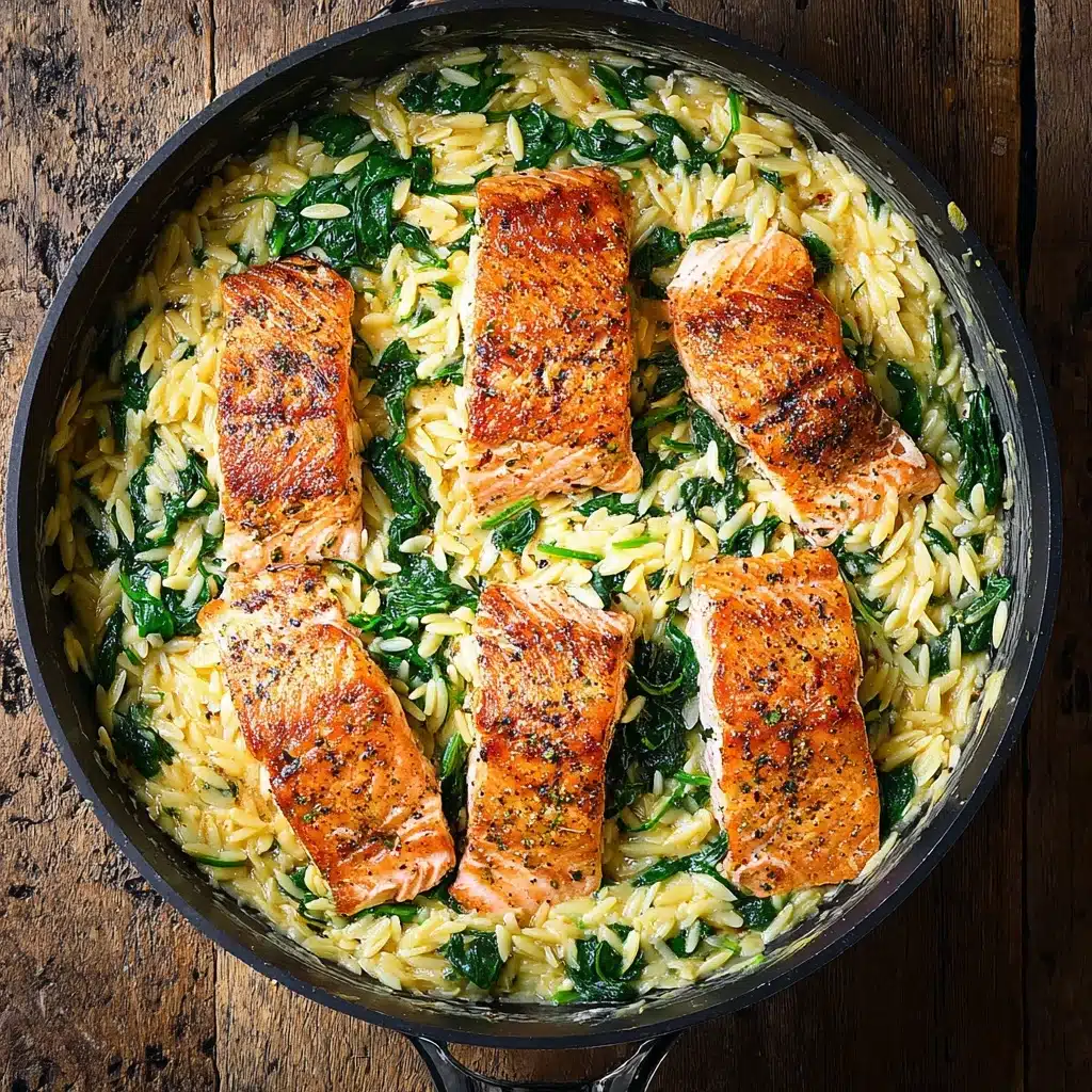 One Skillet Salmon with Lemon Orzo Recipe - Recipe Image