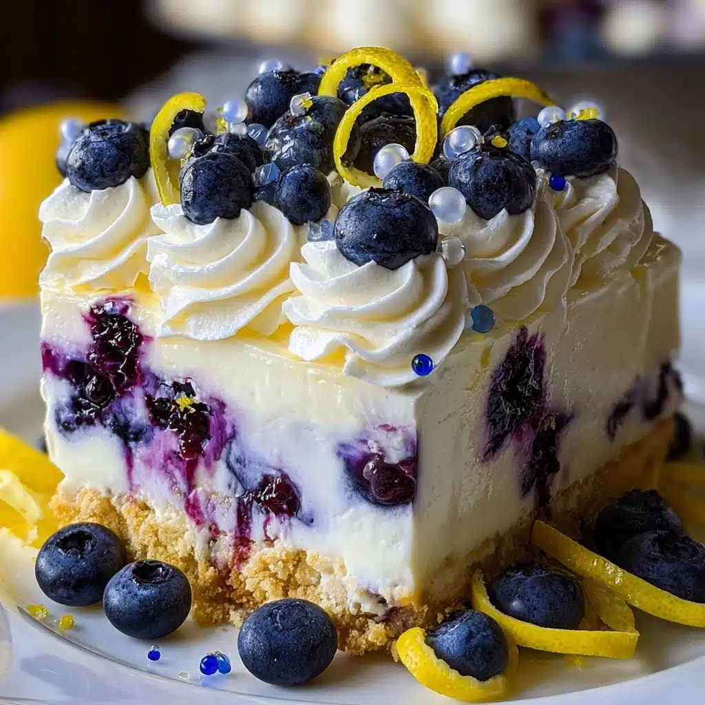 No-Bake Lemon dazzling Blueberry cream Cake Recipe - Recipe Image