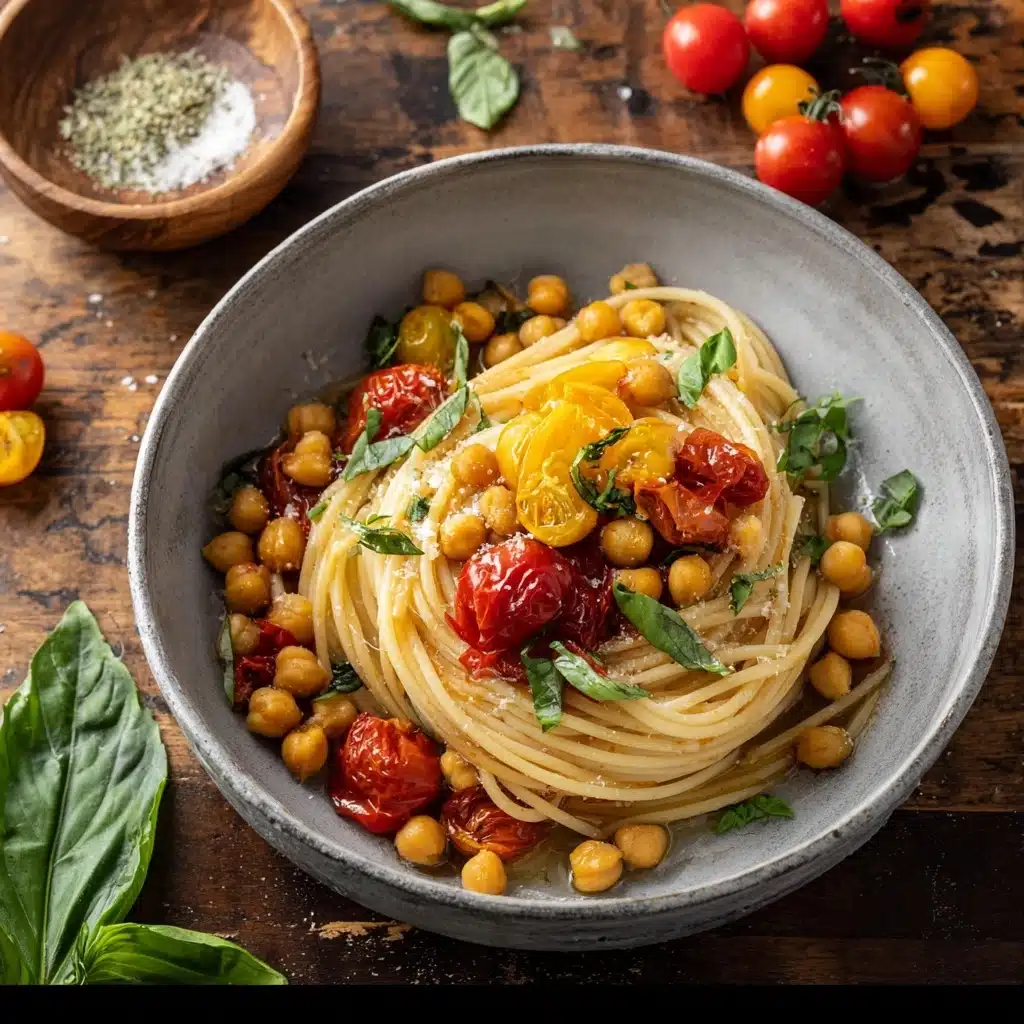 Slow Roasted Tomato and Chickpea Pasta Recipe - Recipe Image