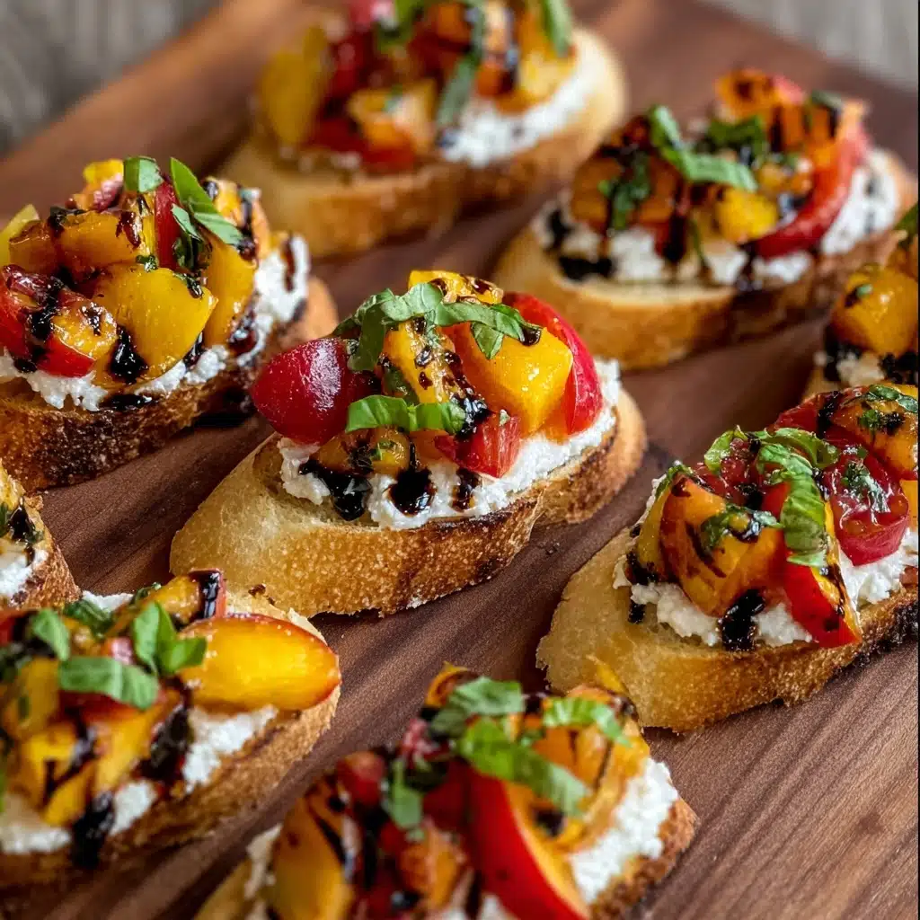 Quick Peach Bruschetta with Whipped Ricotta Recipe - Recipe Image
