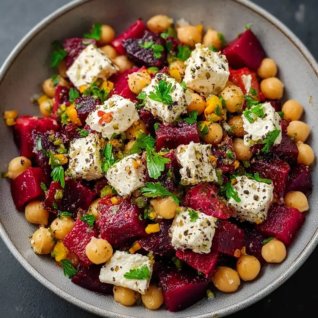Chickpea, Beet & Feta Salad with Lemon-Garlic Vinaigrette Recipe - Recipe Image