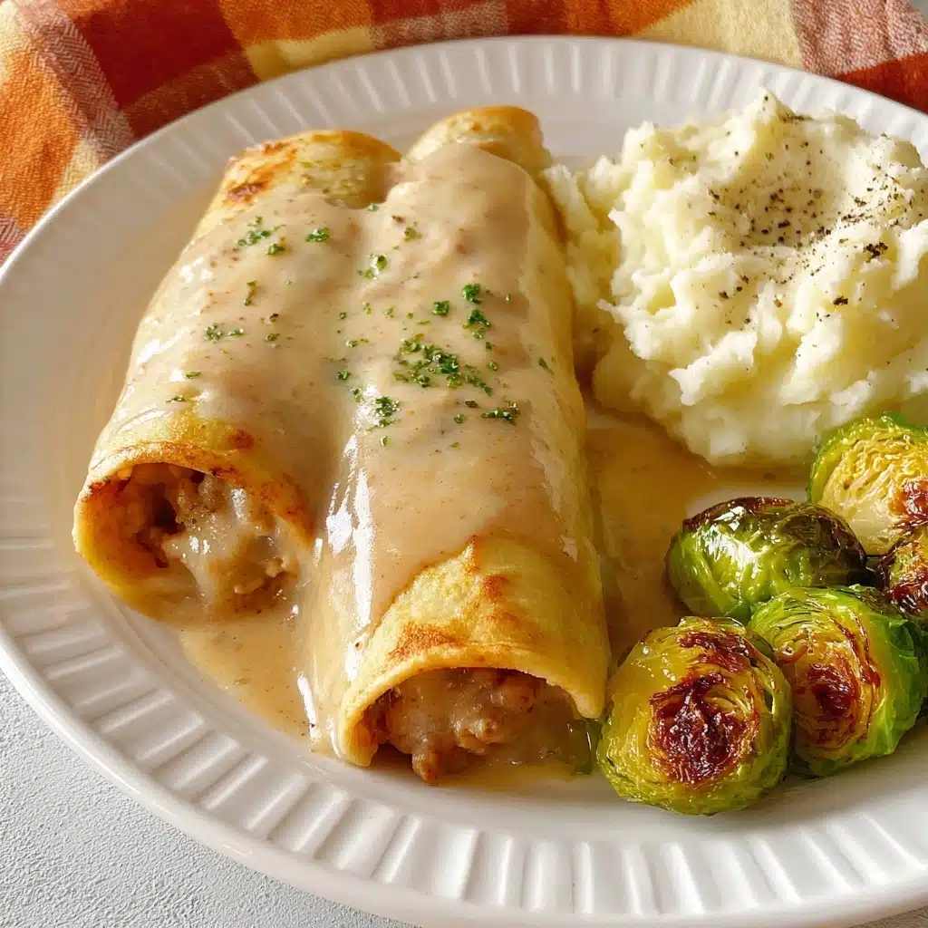Easy Turkey & Stuffing Roll Ups with Creamy Gravy Recipe - Recipe Image
