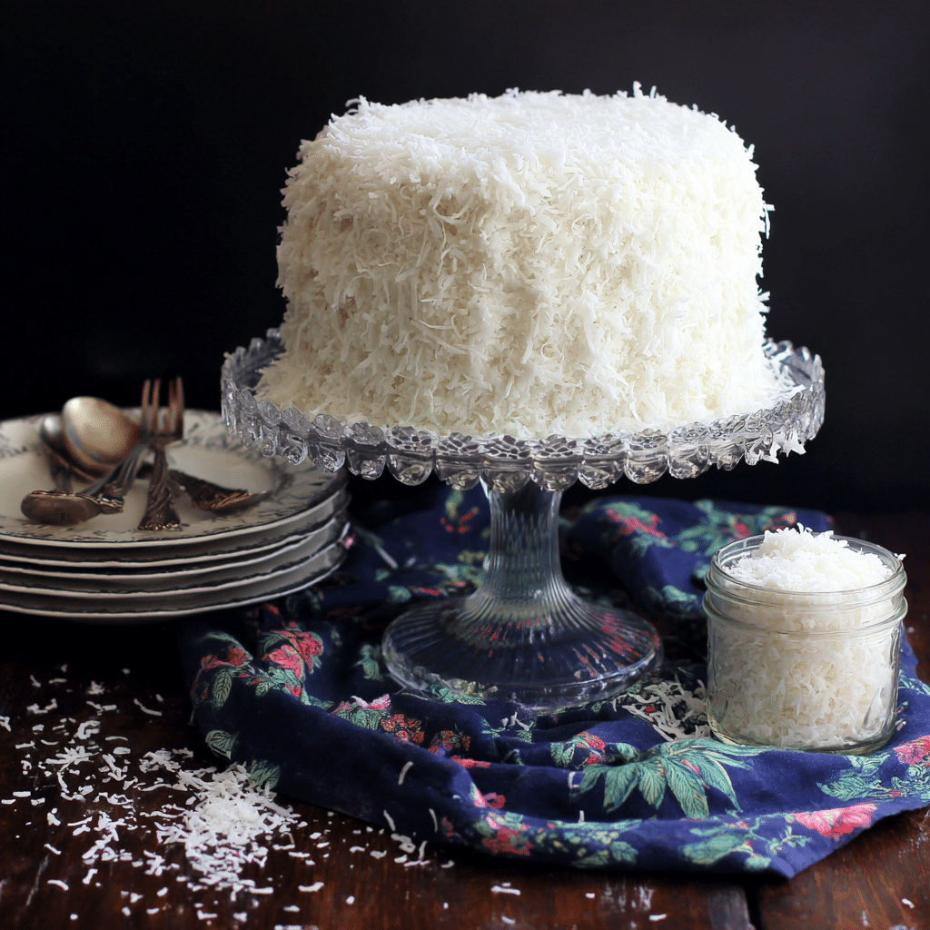 Easy Coconut Cake with Raspberry Filling Recipe - Recipe Image