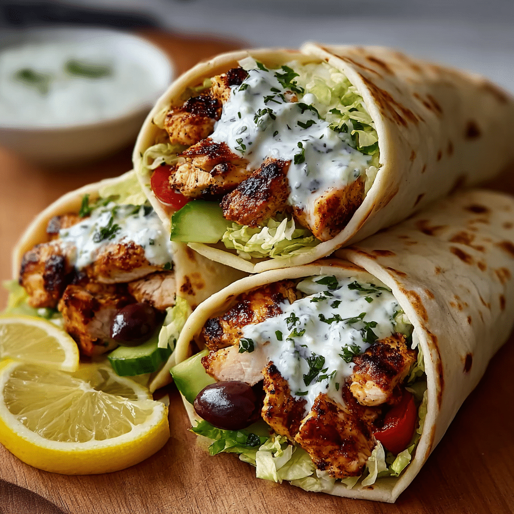 Mediterranean Chicken Gyros with Creamy Feta Tzatziki Recipe - Recipe Image