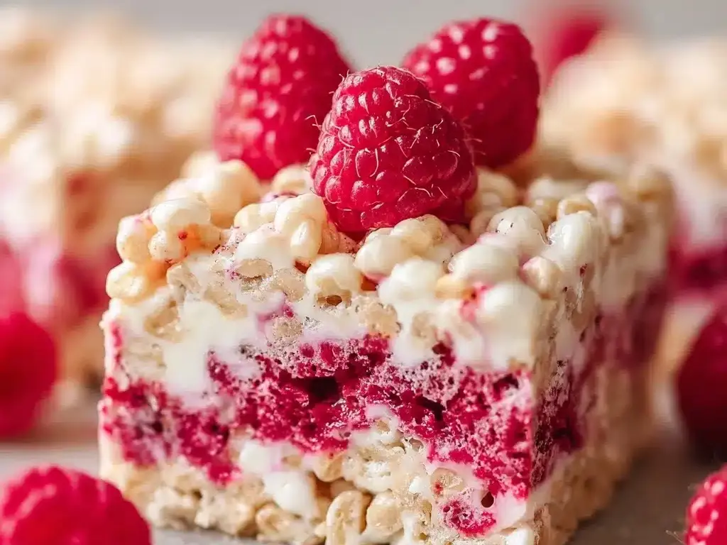 White Chocolate and Raspberry Rice Krispies Bars Recipe