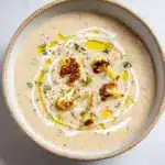 Creamy Cheddar Cauliflower & Roasted Garlic Soup Recipe