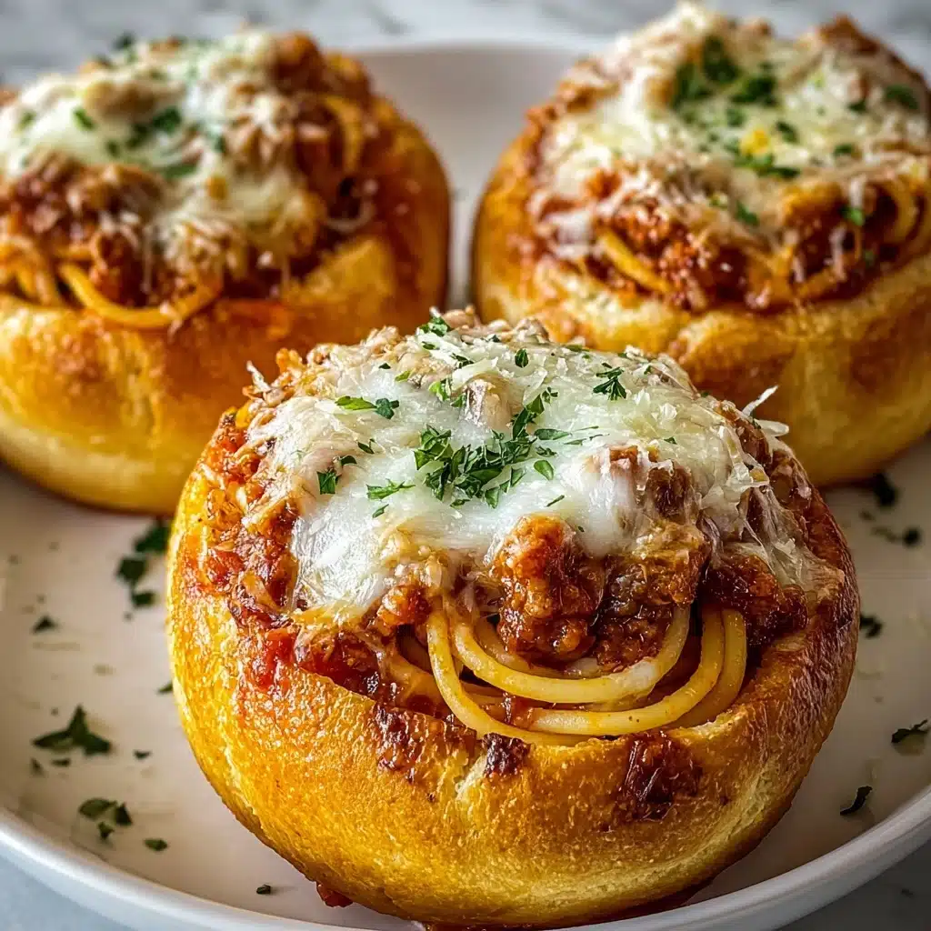 Spaghetti Garlic Bread Bowls Recipe - Recipe Image