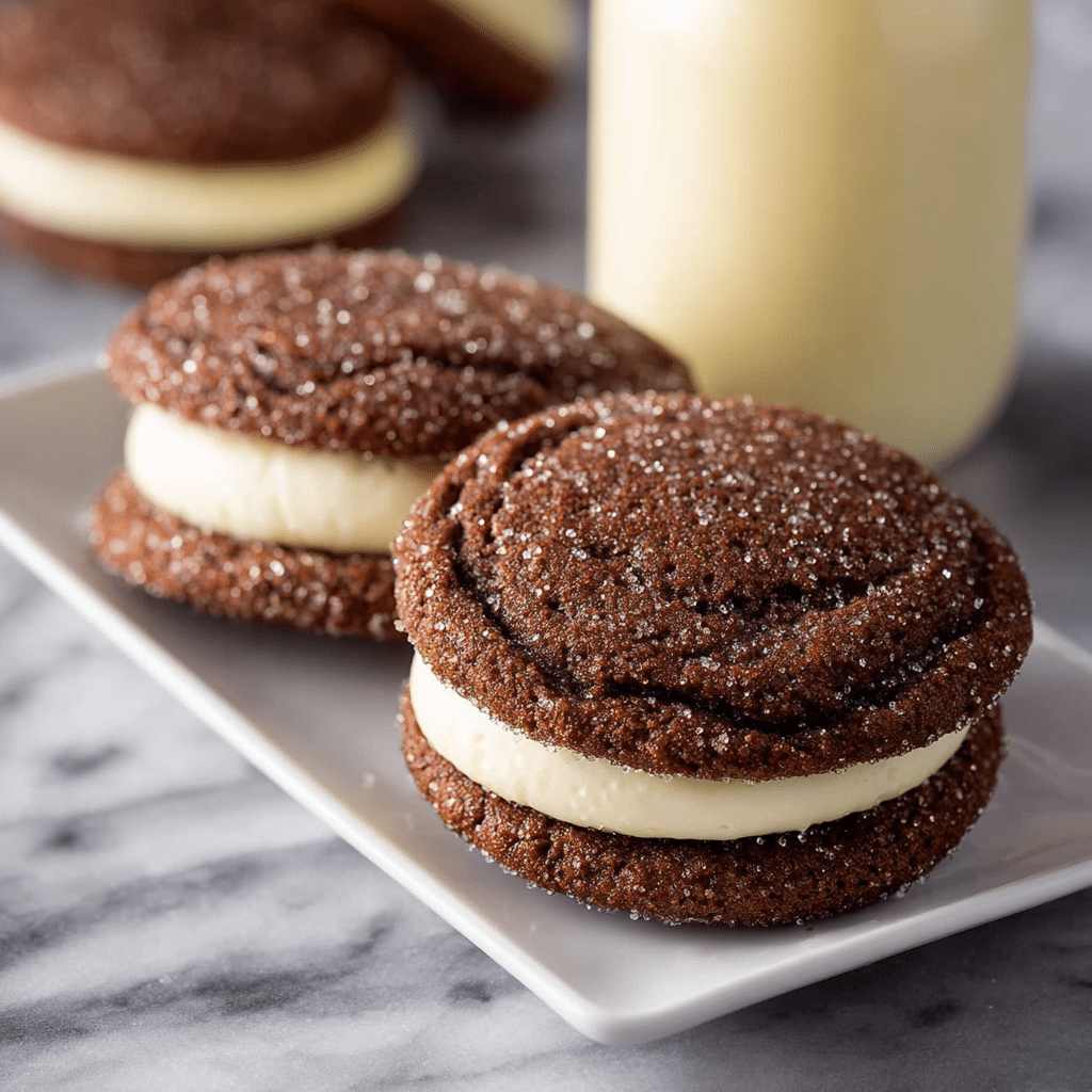 Ginger Molasses Sandwich Cookies with Eggnog Frostings Recipe - Recipe Image