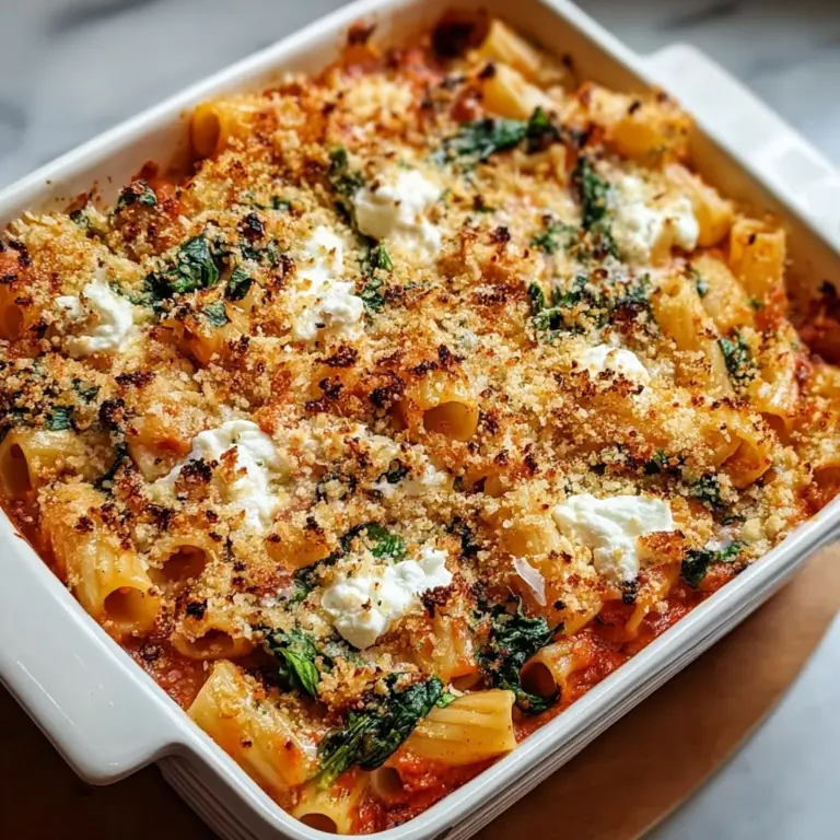 Baked Rigatoni with Spinach and Ricotta Recipe