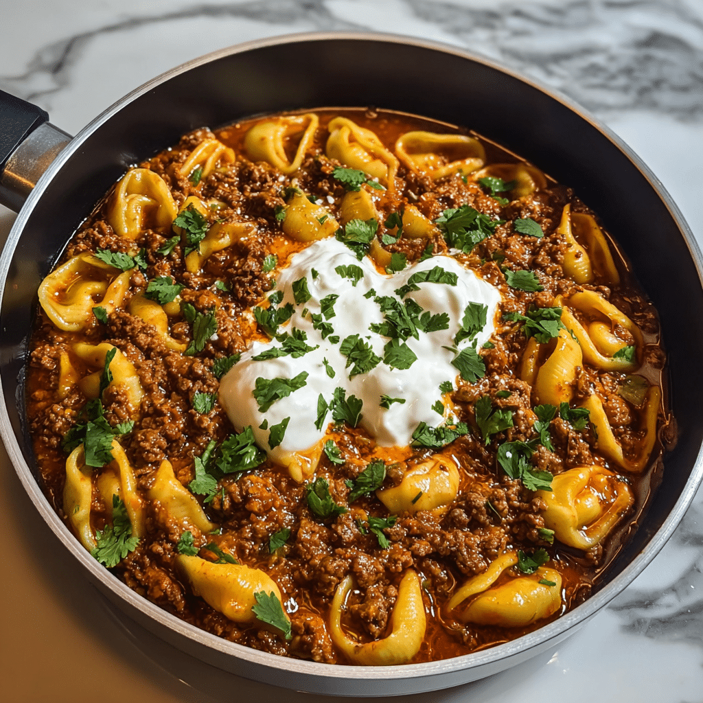 Cheesy Beef Enchilada Tortellini Recipe - Recipe Image