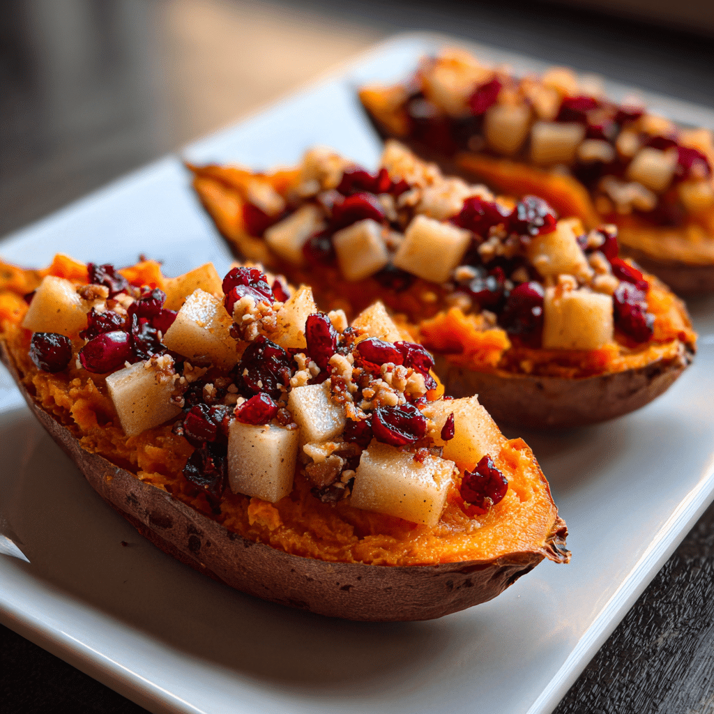 Cranberry Apple Twice-Baked Sweet Potatoes Recipe - Recipe Image