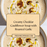 Creamy Cheddar Cauliflower & Roasted Garlic Soup Recipe