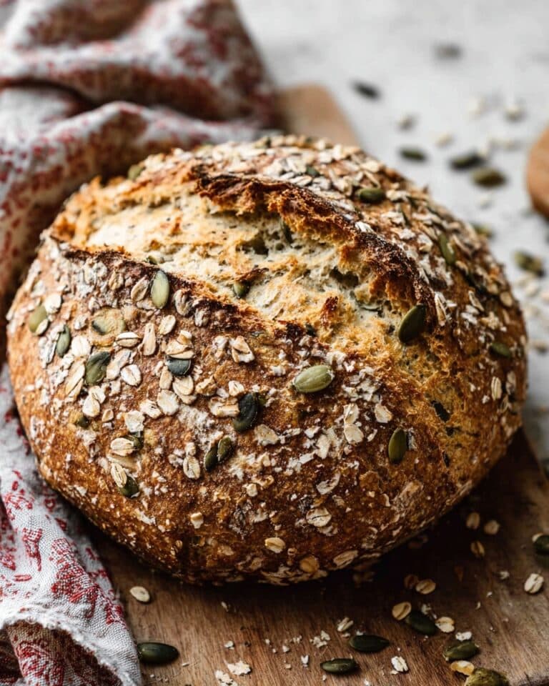 No Knead Seeded Oat Bread Recipe