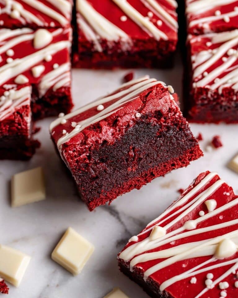 Red Velvet Brownies with White Chocolate Drizzle Recipe