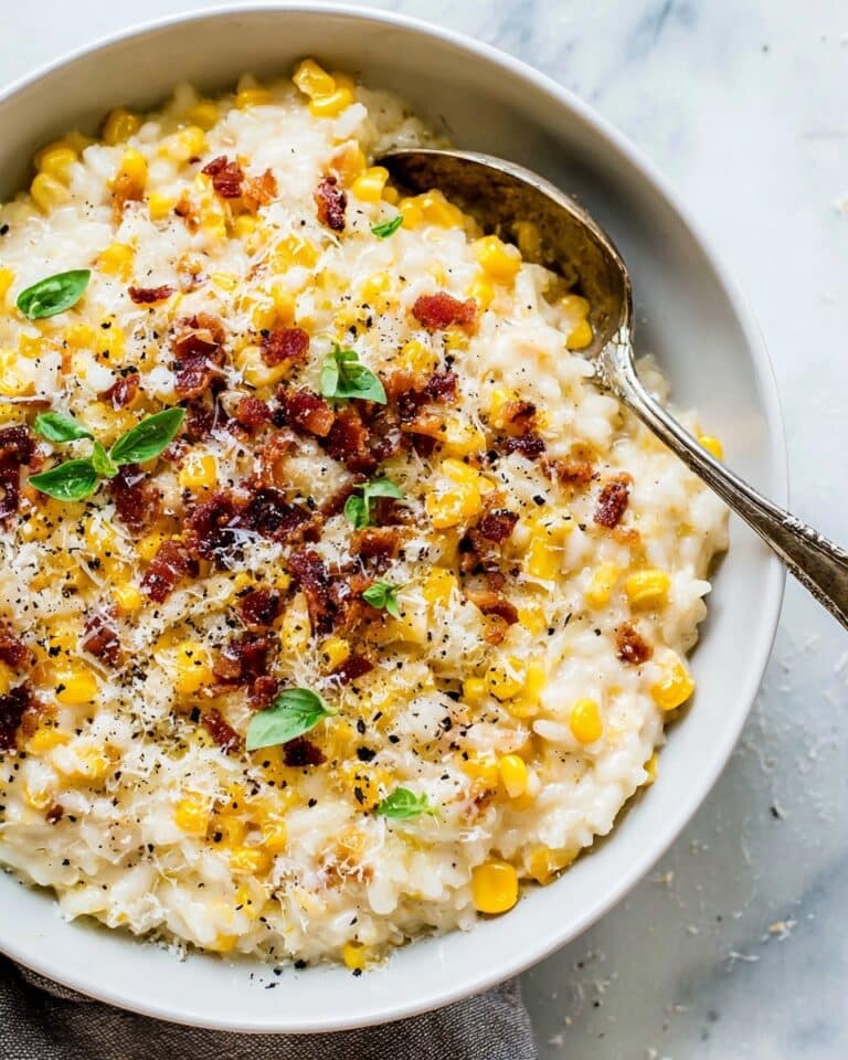Sweet Corn Risotto with Pancetta and Bell Pepper Recipe