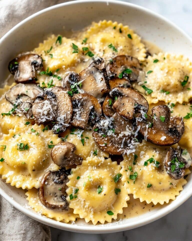 Ravioli in Creamy Mushroom Sauce Recipe