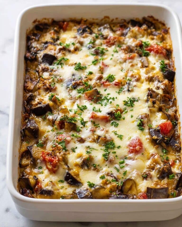 Eggplant Casserole with Tomatoes, Mozzarella, and Parmesan Recipe
