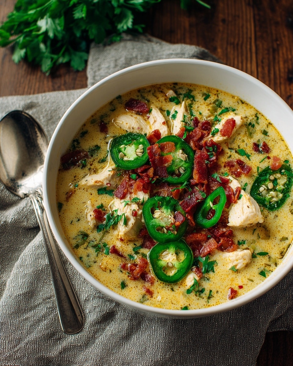 The image shows a white oval plate with a blue edge filled with browned potato chunks covered in thick white creamy sauce. The potatoes are golden brown with a soft texture and slightly crispy edges. On top, fresh green herbs like chopped parsley, dill, and sliced green onions are sprinkled evenly, adding bright green pops of color and texture. A shiny gold spoon rests on the plate's side, partially under the potatoes. Around the plate, there are small white bowls with more chopped green herbs and green onions. The plate sits on a white marbled surface with a striped cloth nearby. photo taken with an iphone --ar 4:5 --v 7