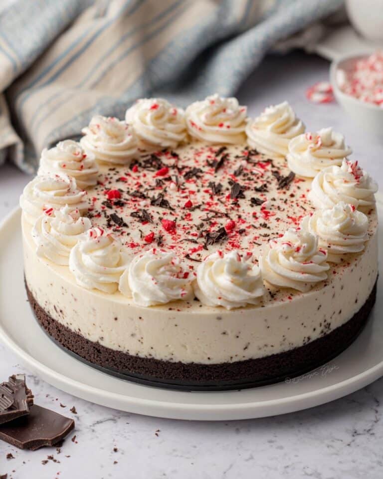 No Bake Peppermint Bark Cheesecake Recipe