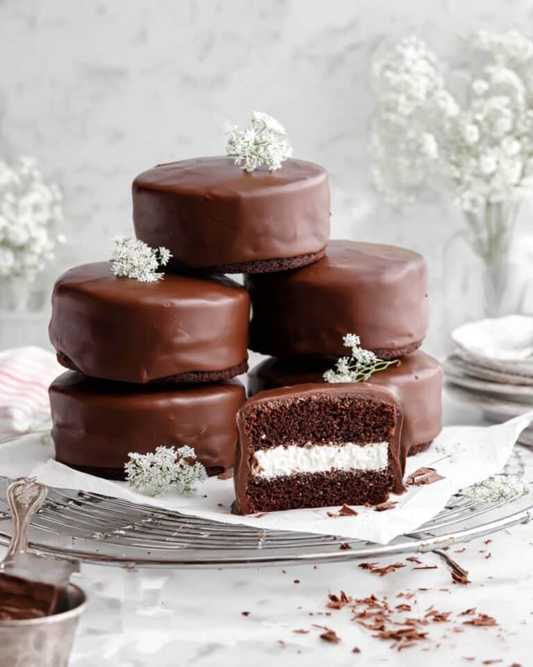 Homemade Ding Dongs with Marshmallow Filling and Chocolate Coating Recipe