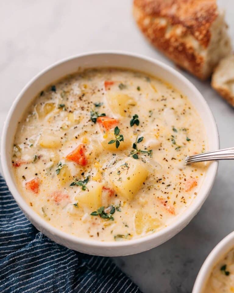 Creamy Cauliflower Soup with Cheddar and Fresh Herbs Recipe