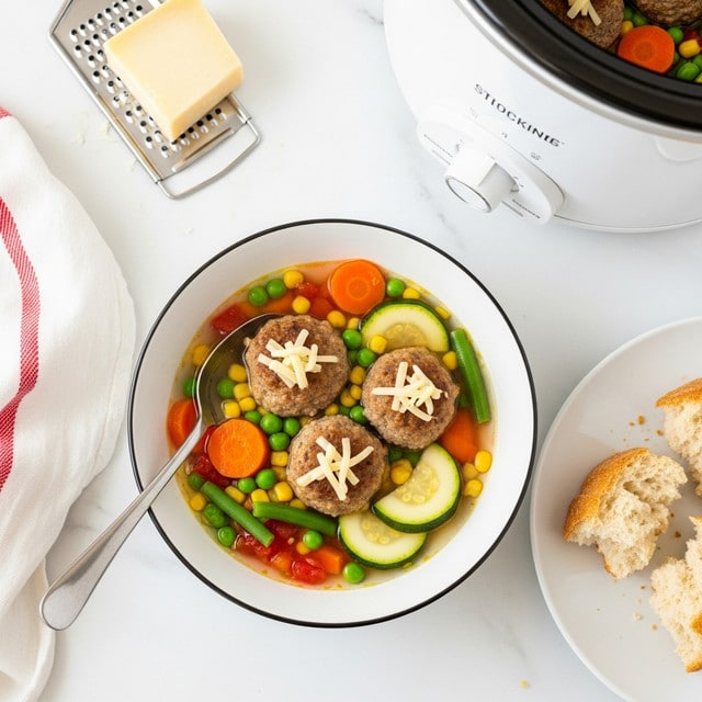 Crockpot Vegetable Soup with Chicken Meatballs Recipe