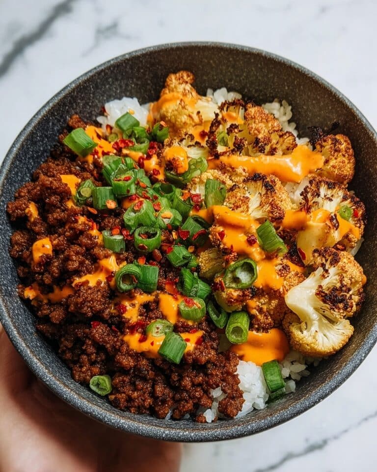 Crispy Chile Ground Beef and Cauliflower Protein Bowls Recipe