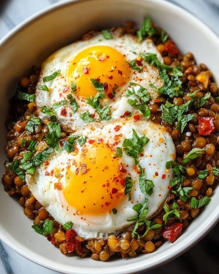 Savory Lentil Breakfast Bowl with Poached Egg, Spinach, and Avocado Recipe
