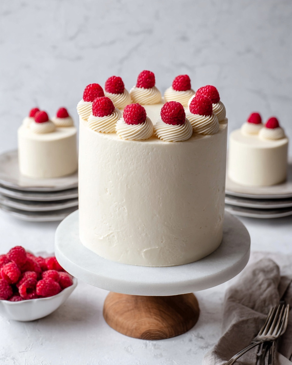 Almond Raspberry Cake with Cream Cheese Frosting and Raspberry Jam Recipe - Recipe Image