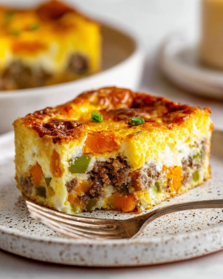Sweet Potato Egg Casserole with Turkey Sausage and Mozzarella Recipe