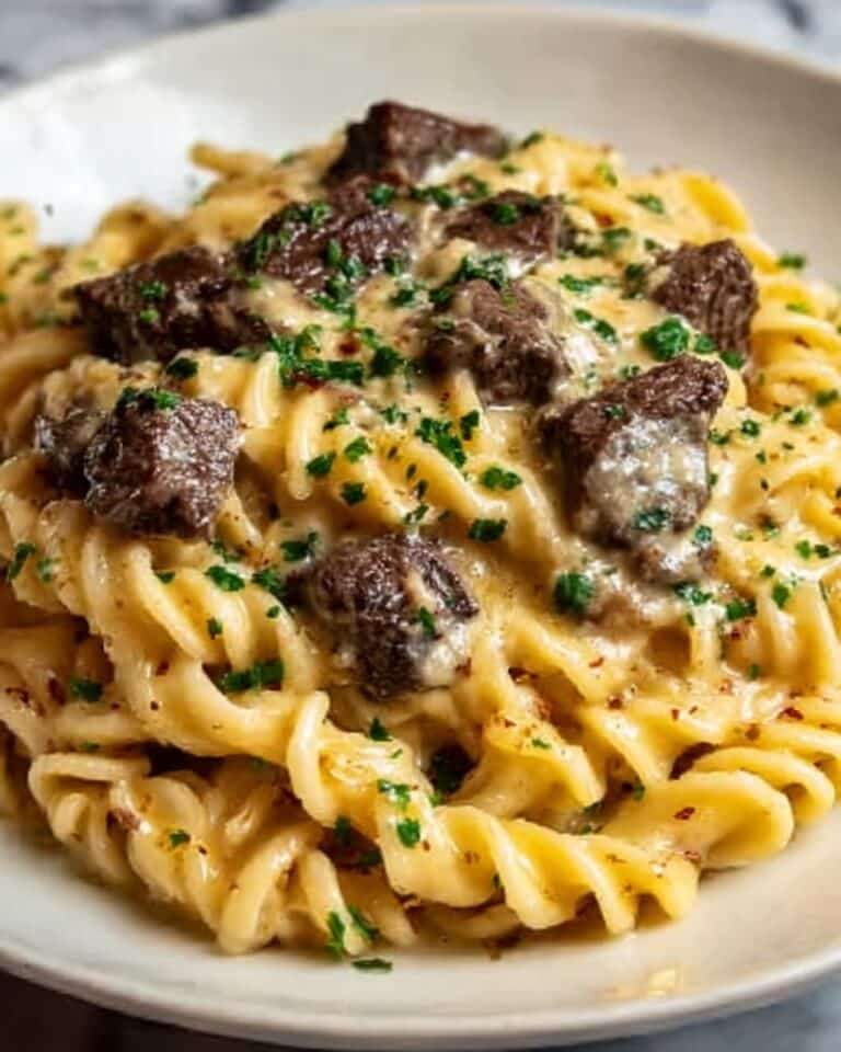 Creamy Cowboy Butter Linguine with Steak Bites & Spinach Recipe
