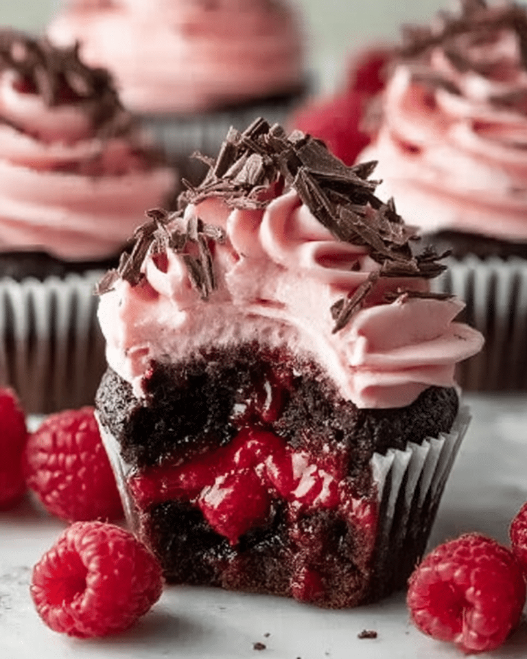 Chocolate Lava Cupcakes with Raspberry Filling and Raspberry Buttercream Recipe
