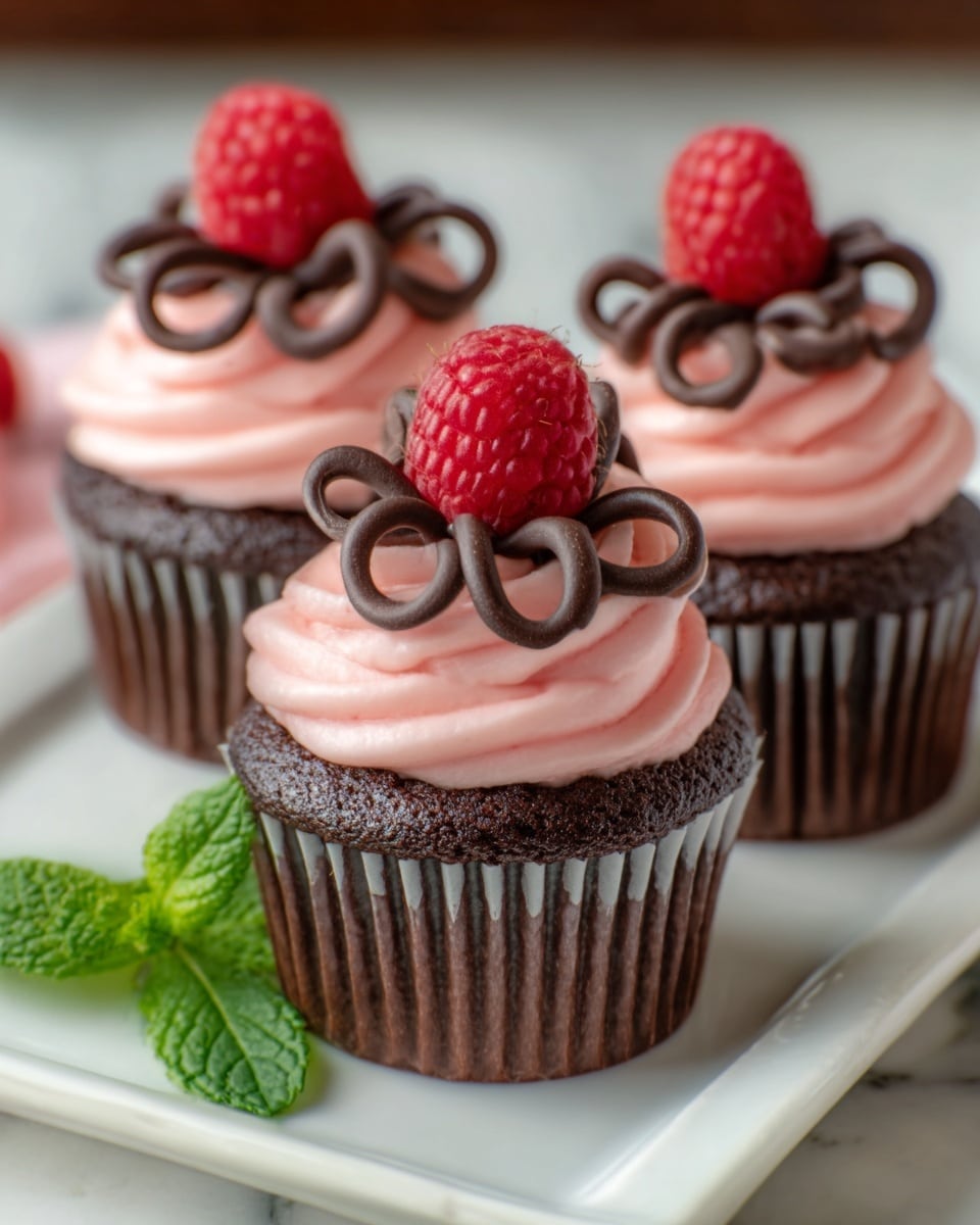 Dark Chocolate Raspberry Cupcakes Delight Recipe - Recipe Image