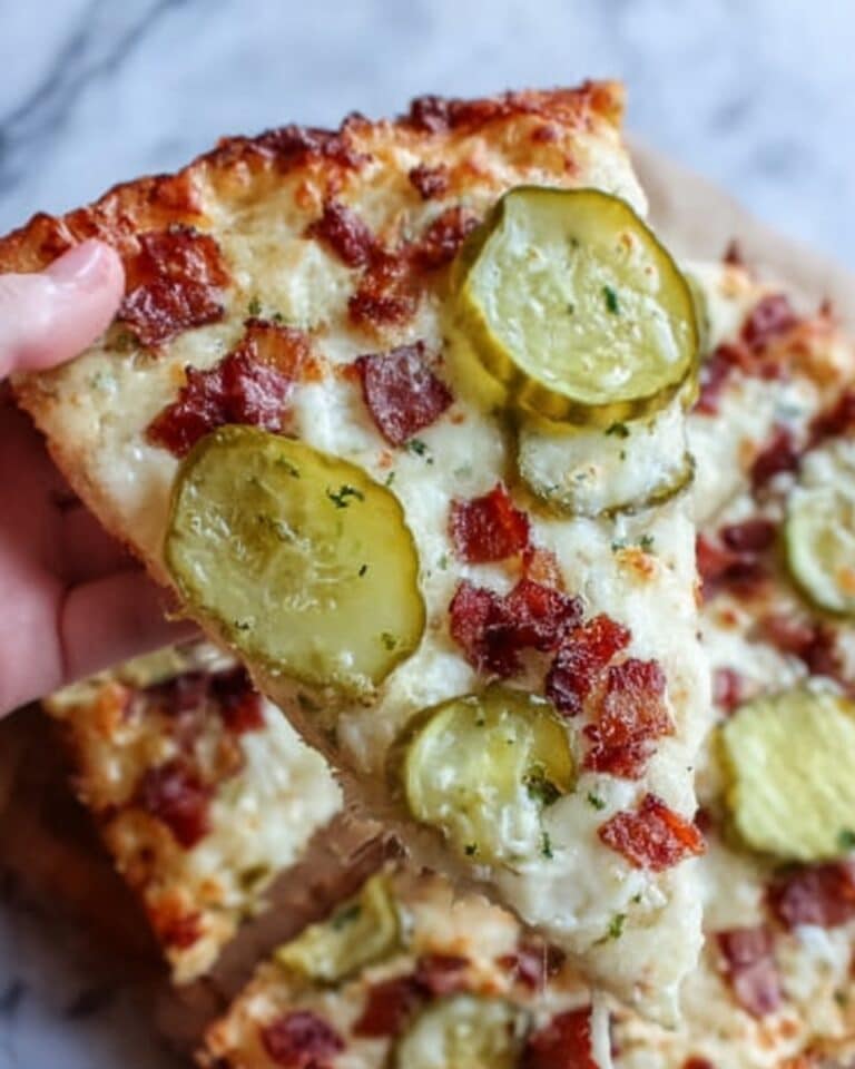 Dill Pickle Pizza with Bacon and Garlic Cream Sauce Recipe