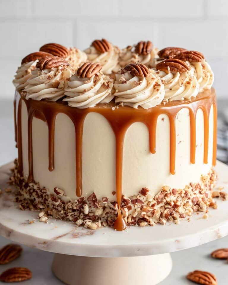 Butter Pecan Cake with Caramel Sauce and Cream Cheese Frosting Recipe