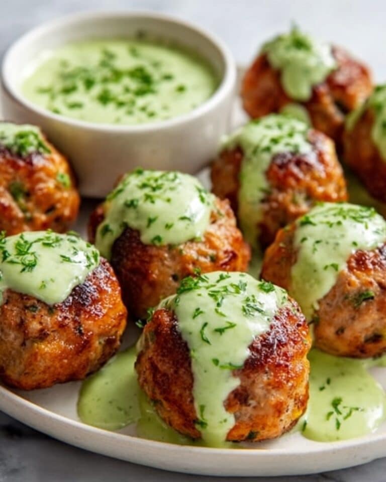 Baked Salmon Meatballs with Creamy Avocado Sauce Recipe