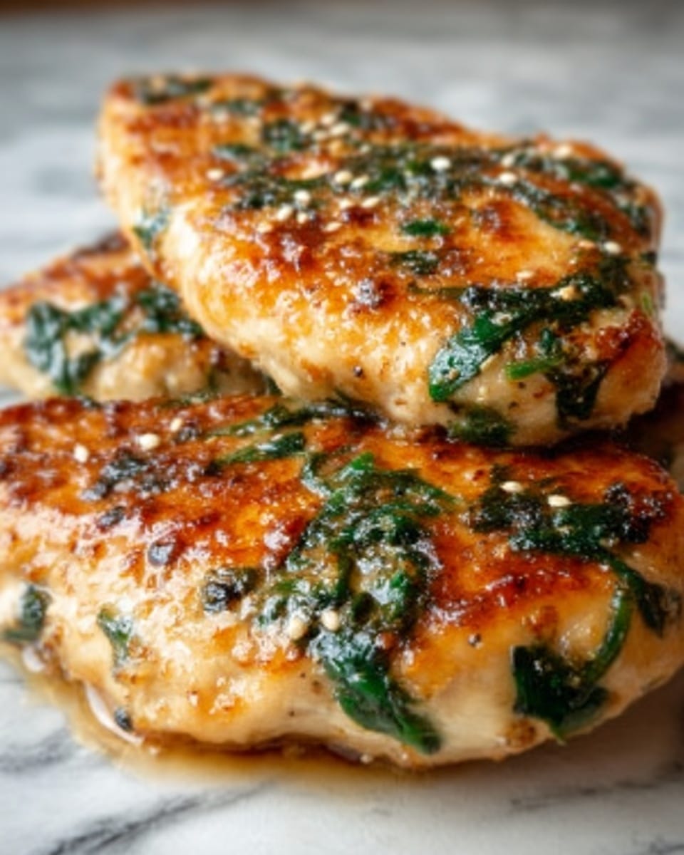 The image shows two golden brown flatbread pieces stacked slightly on each other. Each flatbread has green spinach leaves mixed into the dough, visible on the surface with small air bubbles and a shiny, slightly oily texture. The edges are uneven and look crispy, while the tops have browned spots from cooking. The flatbreads sit on a white marbled surface that adds a clean and bright background to the image. Photo taken with an iphone --ar 4:5 --v 7